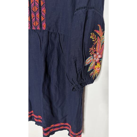 Tommy Bahama St. Lucia Linen-Blend Eyelet Lace Coverup Boho Dress Blue-Large - Picture 8 of 9